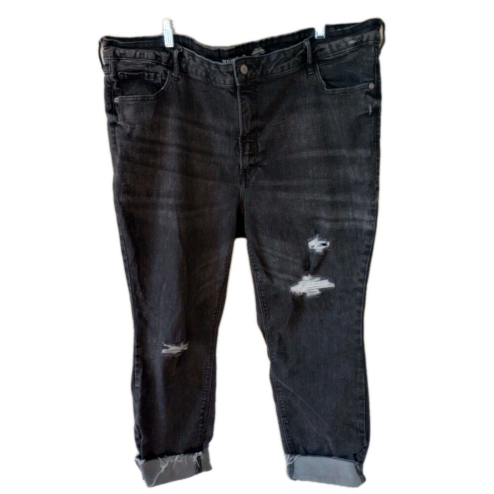 Old Navy Rock Star Super Skinny Jeans Size 24 Black Distressed High Rise